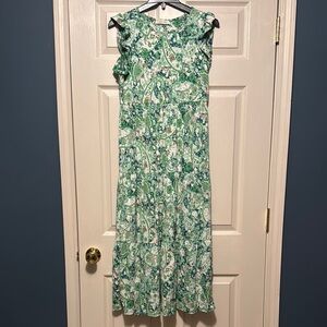 Floral Green Sleeveless Dress